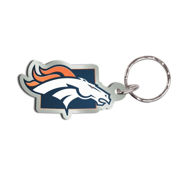 Denver Broncos State Keychain