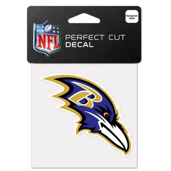 Calcomanía con el logotipo de los Baltimore Ravens de 4" x 4".