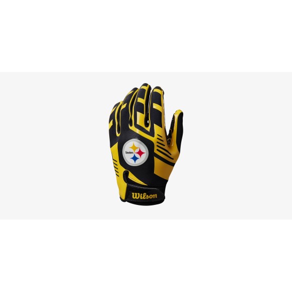 Wilson NFL Stretch Fit Youth Receivers Gloves - Pittsburgh Steelers