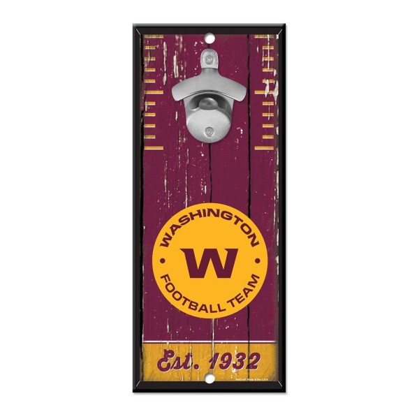 Washington Football Team Bottle Opener Sign 5" x 11"