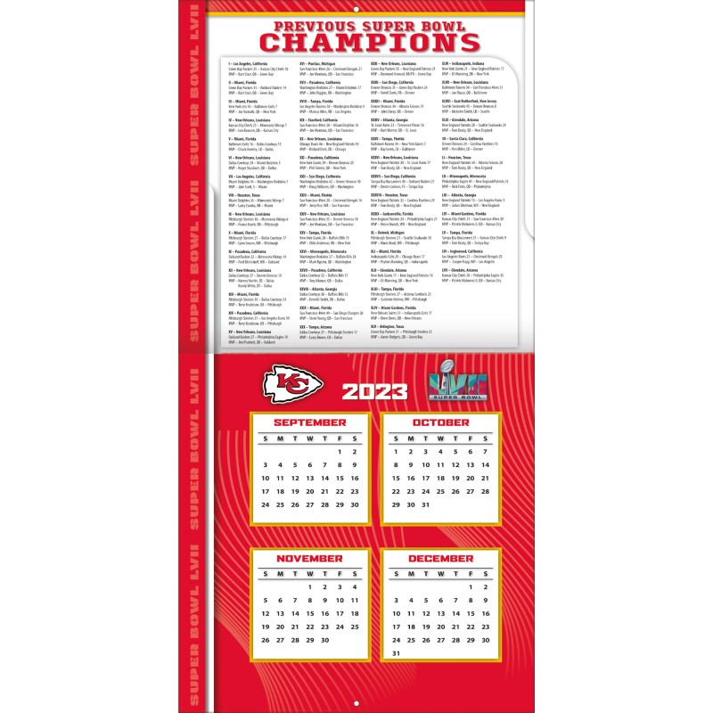 Kansas City Chiefs 2024 Wall Calendar