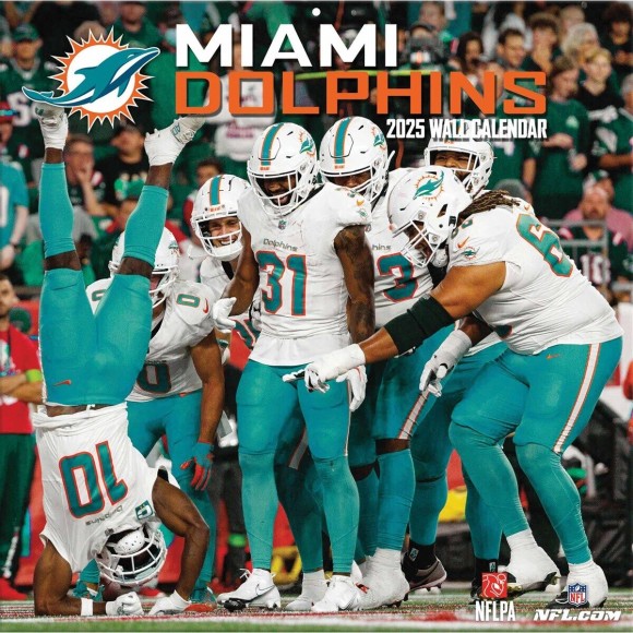 Miami Dolphins 2025 12"x12" Wall Calendar Front