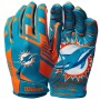 Miami Dolphins Wilson NFL Stretch Fit Adult Receiver Gloves