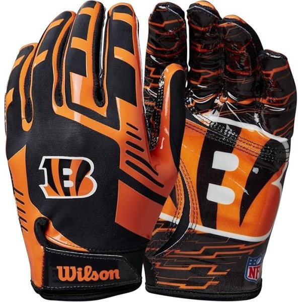 Gants de receveur Wilson NFL Stretch Fit adulte pour les Cincinnati Bengals